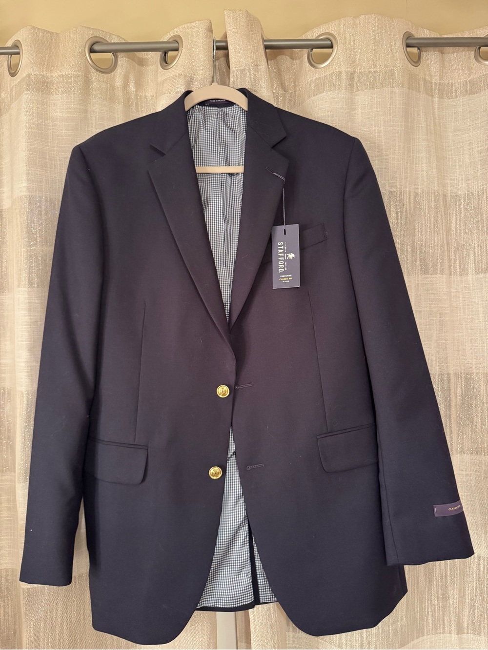 Stafford Navy Blazer with Gold Buttons